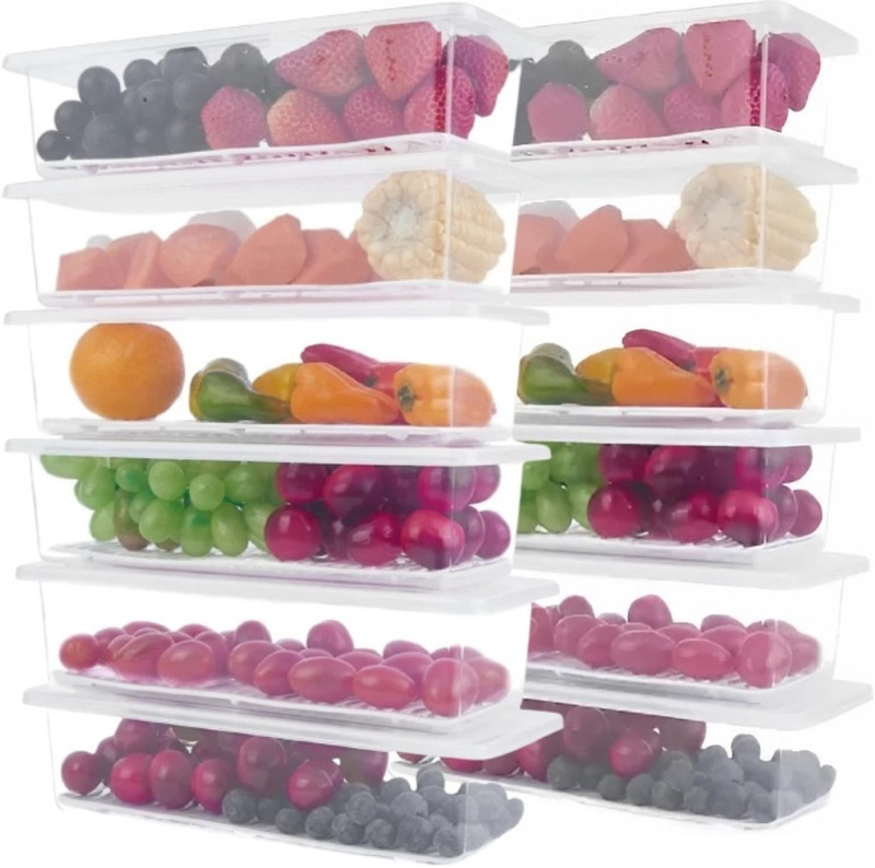 3D METRO SUPER STORE Glass Fridge Container  - 1800 ml(Pack of 12, Clear)