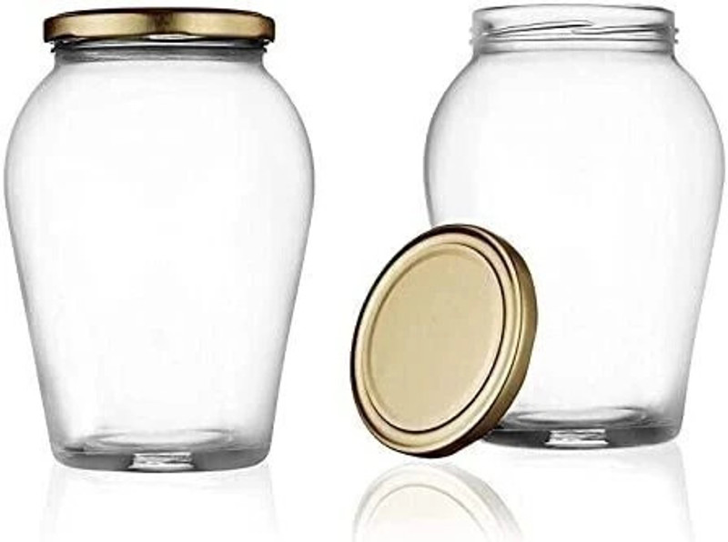 MUNOO Glass Pickle Jar  - 1000 ml(Pack of 2, Clear)
