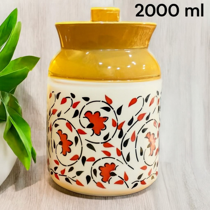 GALAXYCERAMICS Ceramic Pickle Jar - 2000 ml(Brown)