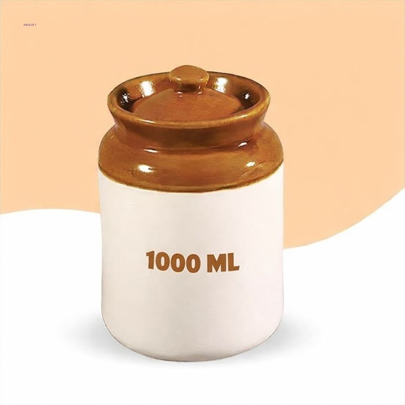 GleamSun Ceramic Pickle Jar - 1000 ml(Brown)