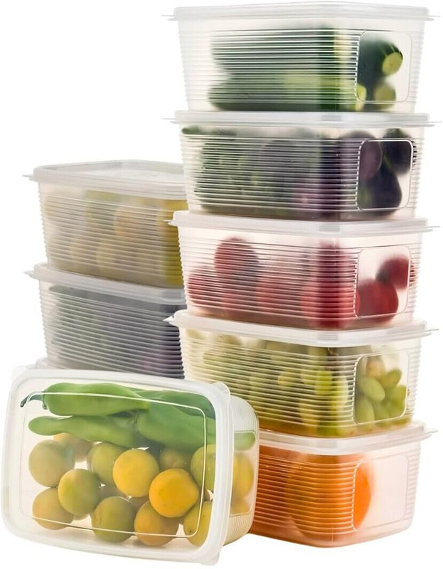 prayati Plastic Fridge Container  - 1500 ml(Pack of 10, White)