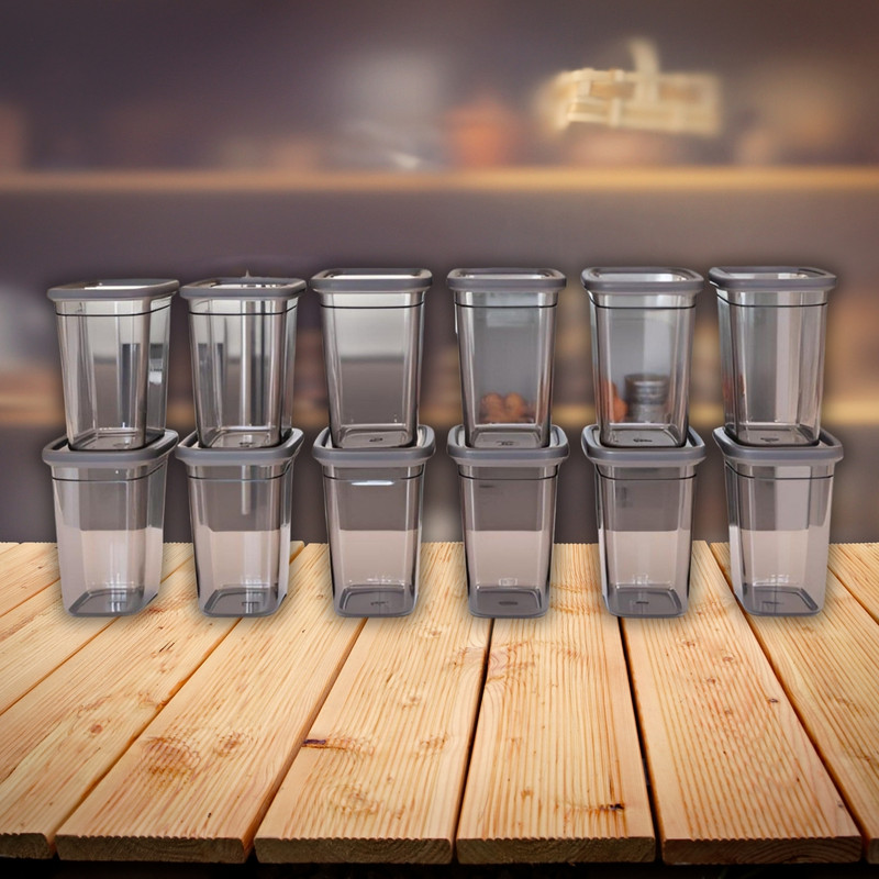 DEEJET Glass Grocery Container - 1200 ml(Pack of 12, Grey)