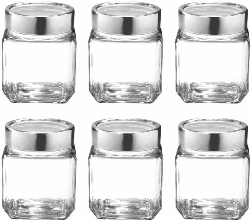 VP STORES Glass Grocery Container  - 500 ml(Pack of 6, Clear)