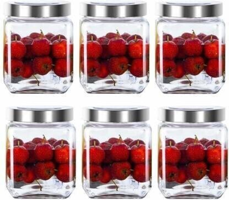 PANEL'S Glass Grocery Container - 400 ml(Pack of 6, Clear)