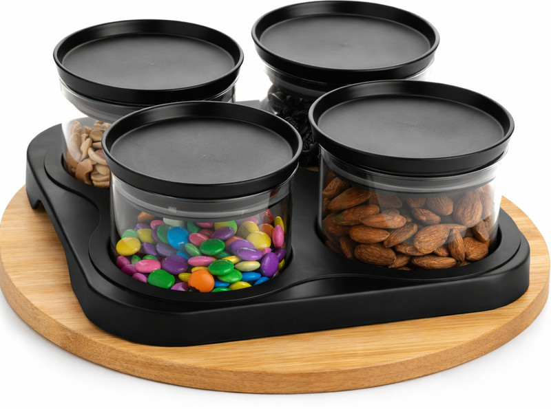 Flipkart SmartBuy Plastic Grocery Container - 500 ml(Pack of 6, Black)