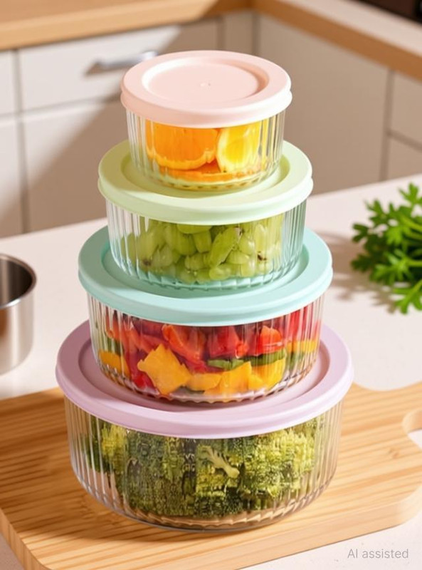 Nestasia Plastic Fridge Container - 1800 ml(Pack of 4, Multicolor)