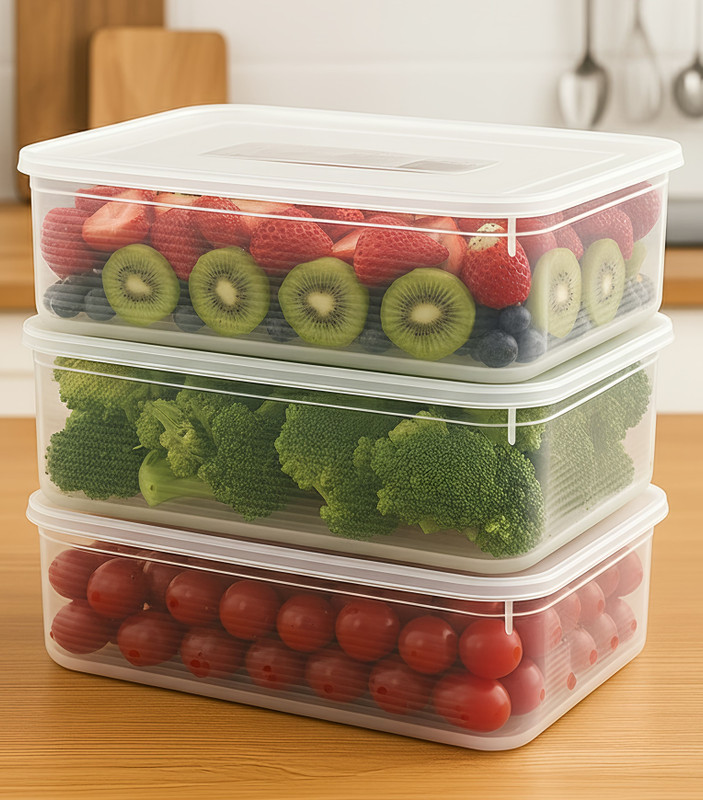 Craftbin Plastic Fridge Container  - 2400 ml(Pack of 4, Clear)