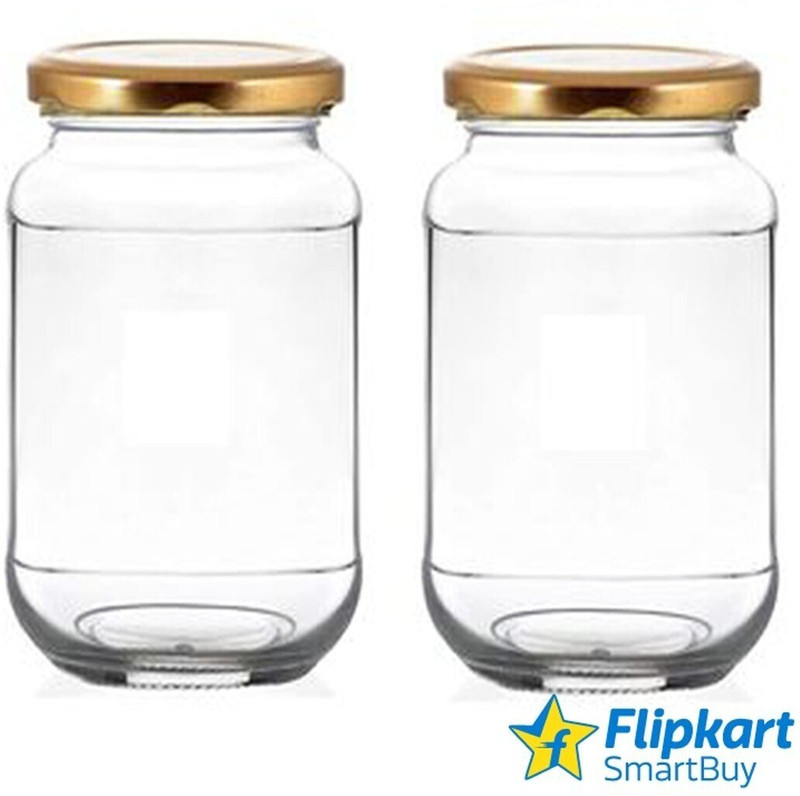 Flipkart SmartBuy Glass Pickle Jar  - 1100 ml(Pack of 2, Clear)