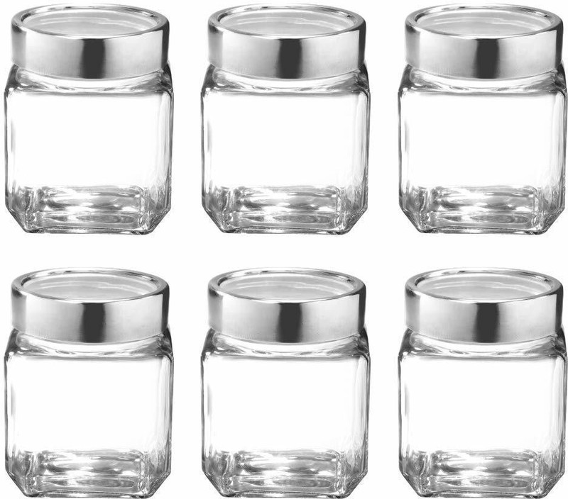 Troxer Glass Grocery Container - 600 ml(Pack of 6, Transparent)