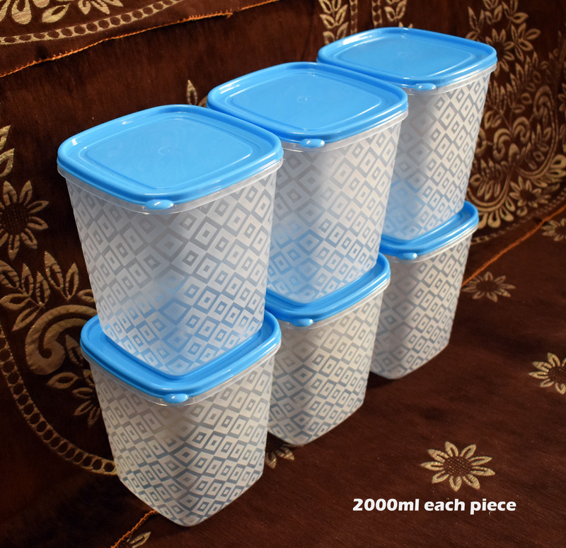 Loknath Plastic Utility Container  - 2000 ml(Pack of 6, Blue, Clear)