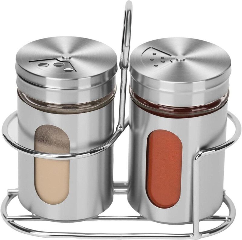 HOOLI Multipurpose Dining Spice Rack Set of 2 with Salt & Pepper Sprinkle Lids Sugar Sprinkler 250 gm