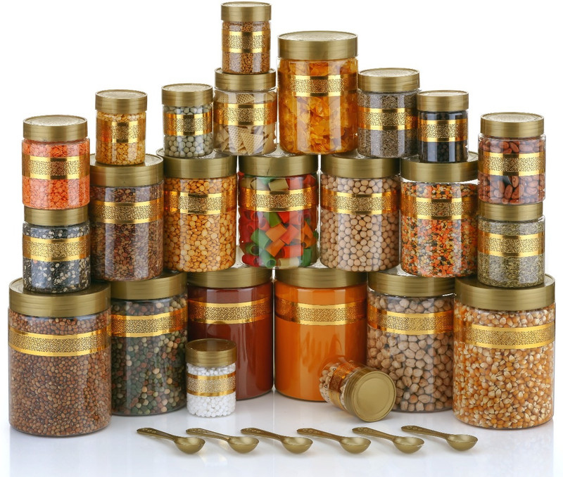 Sentricus Plastic Grocery Container  - 240 ml, 350 ml, 650 ml, 1200 ml(Pack of 24, Gold)
