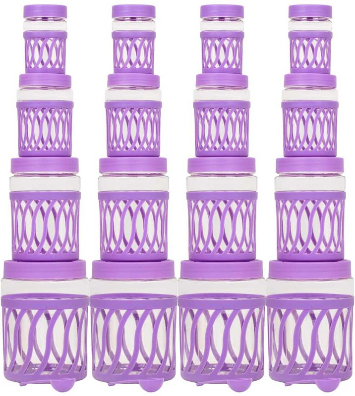 Sentricus Plastic Grocery Container - 245 ml, 345 ml, 645 ml, 1200 ml(Pack of 16, Violet)