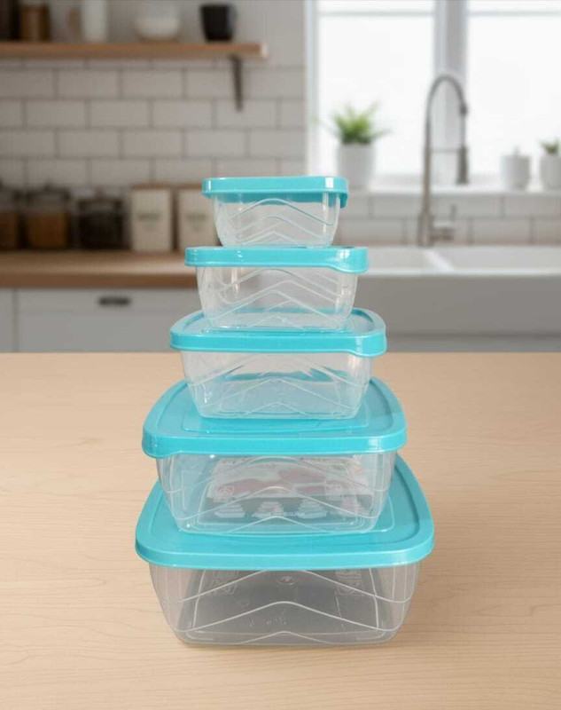 Balico Steel Fridge Container - 1850 ml, 1250 ml, 850 ml, 550 ml, 400 ml(Pack of 5, Light Blue)