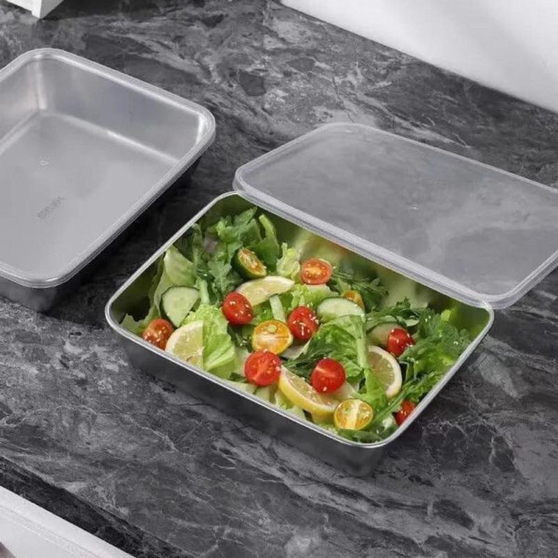 LUZAX 2000ML Stainless Steel Food Storage Container Lid Airtight Fridge Oven Baking Dish(Microwave Safe)