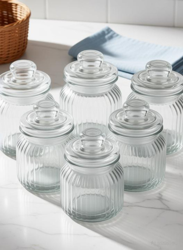 escora Stainless Steel Grocery Container - 220 ml(Pack of 6, Clear)