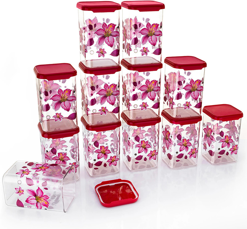 Sentricus Plastic Grocery Container - 1100 ml(Pack of 12, Pink)