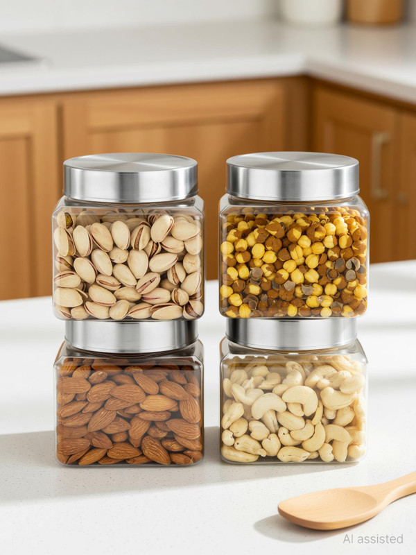 KOLORR Plastic Grocery Container - 700 ml(Pack of 4, Clear)