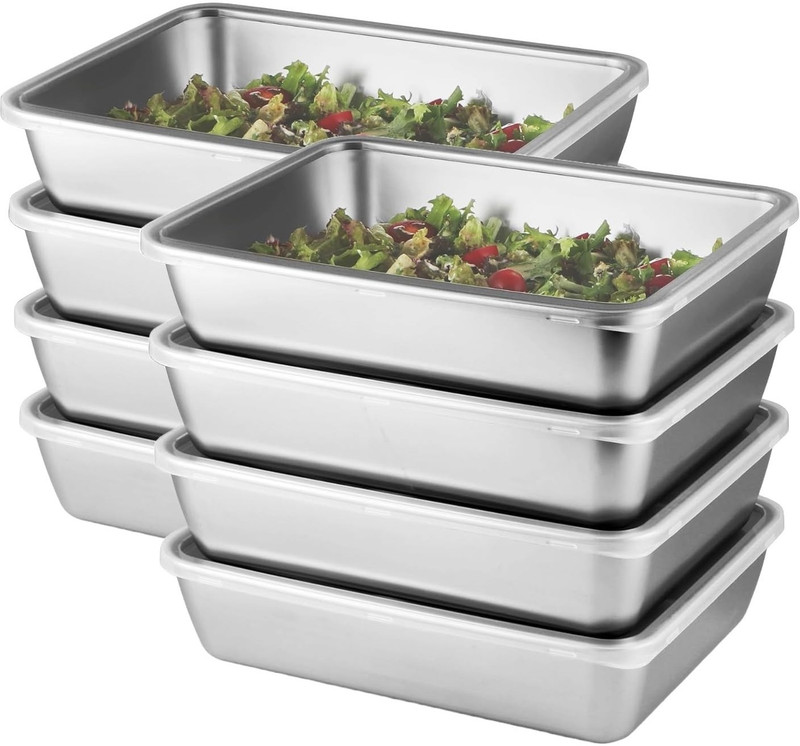 SHARUJA Stainless Steel Fridge Container - 2000 ml(Pack of 8, Silver)