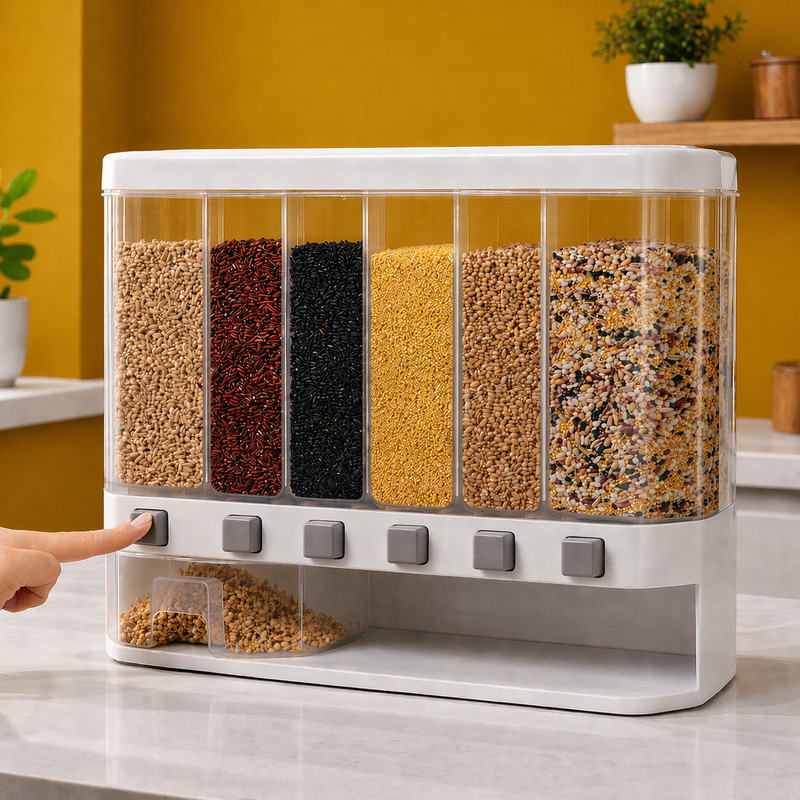 RJDSSALES Polypropylene Cereal Dispenser  - 10 kg(Transparent)