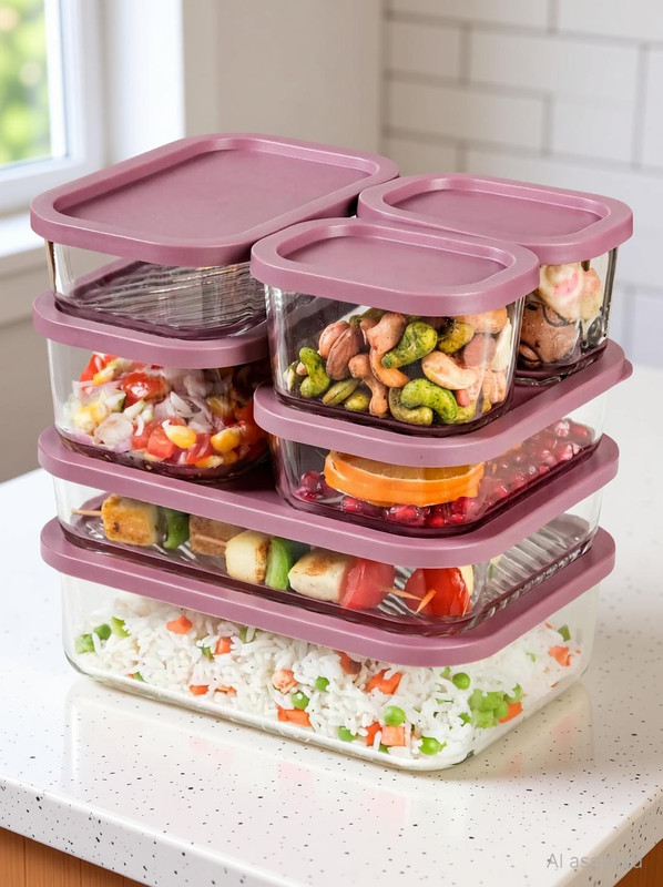 Nestasia Plastic Grocery Container - 1700 ml(Pack of 7, Transparent)