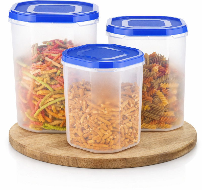 Flipkart SmartBuy Plastic Grocery Container - 450 ml, 700 ml, 1200 ml, 2000 ml, 3000 ml(Pack of 5, Blue)
