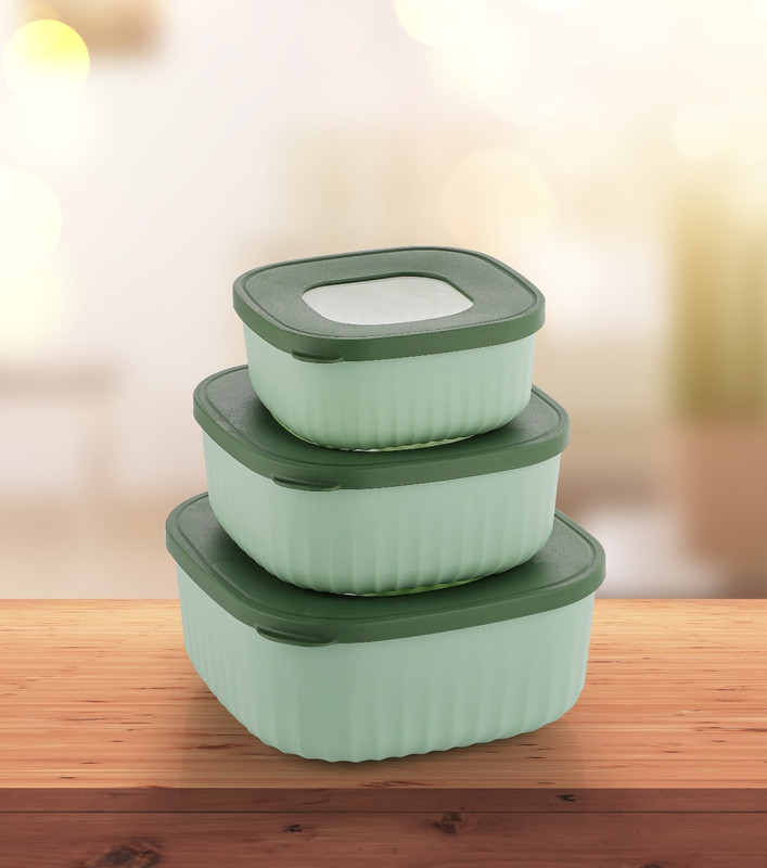 BRICS Plastic Storage Bowl MULTI FUNCTION FOR PERPOUSE Disposable(Pack of 3, Green)