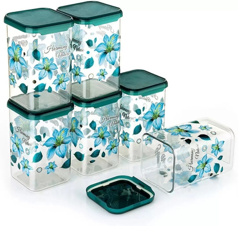 NIEBLA Plastic Grocery Container  - 1200 ml(Pack of 6, Blue)