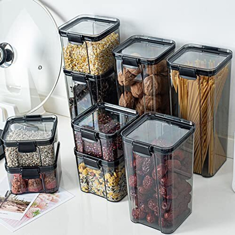 TEX-RO Polypropylene Grocery Container - 1100 ml(Pack of 6, Black)