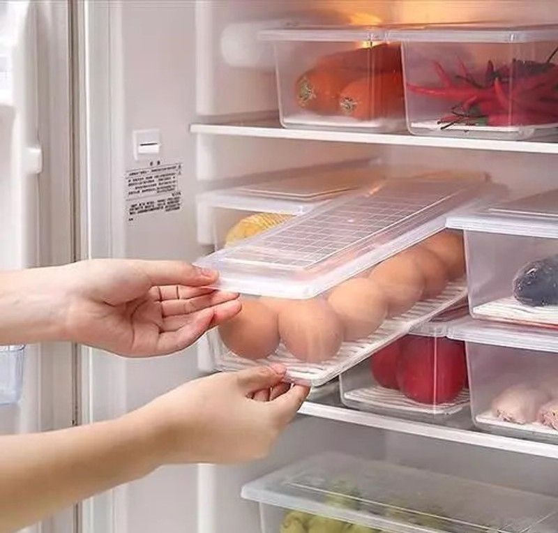 Dipzon villa Plastic FOOD VEGETABLE FRUIT FRIDGE STORAGE BASKET CONTAINER Organizers Box Freezer Storage Basket(Pack of 6)