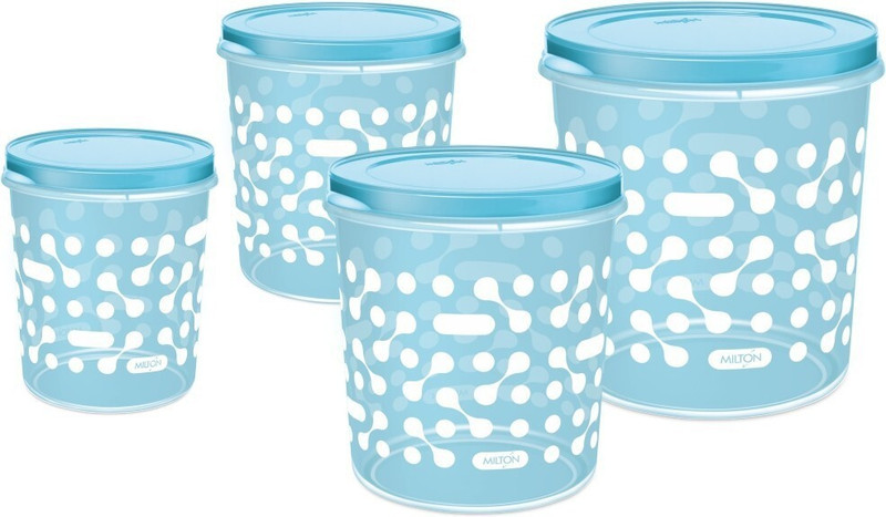 MILTON Plastic Grocery Container  - 1000 ml, 3000 ml, 5000 ml, 2000 ml(Pack of 4, Blue)