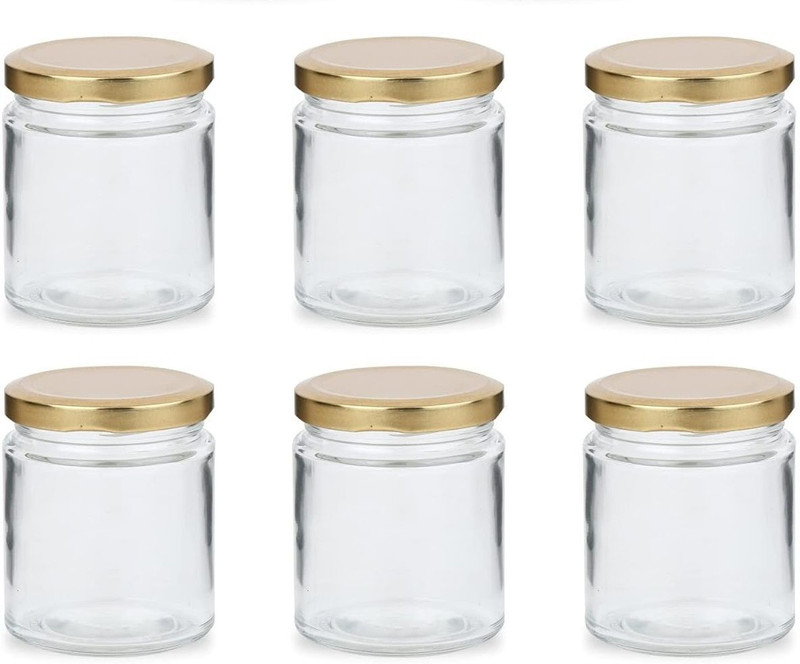 Glassbunny Glass Grocery Container - 200 ml(Pack of 6, Black)