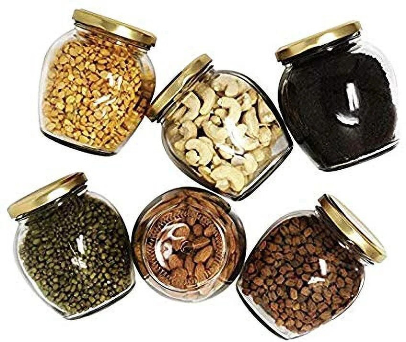 Urva Fashion Glass Grocery Container  - 500 ml(Pack of 6, Multicolor)