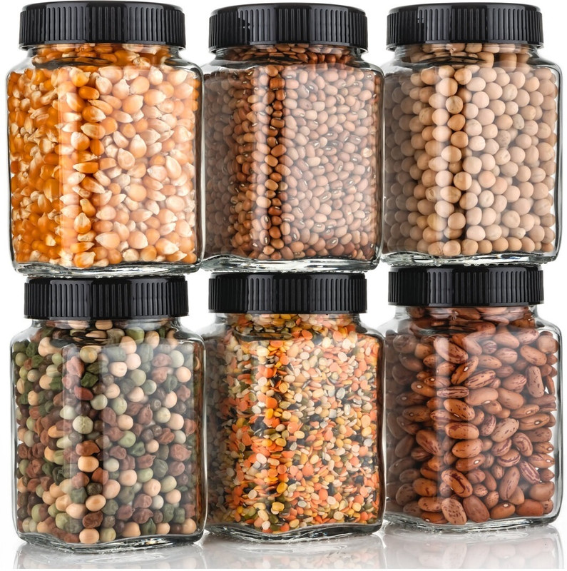 Shreeji krupa Glass Grocery Container - 200(Pack of 12, White)