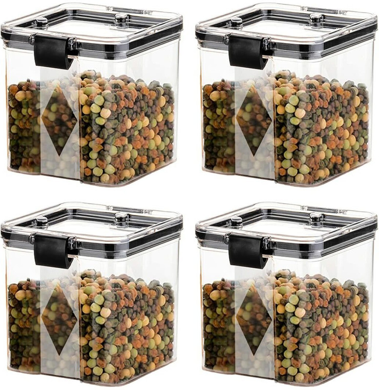 GRCOXZ Plastic Grocery Container  - 700 ml(Pack of 4, Black)
