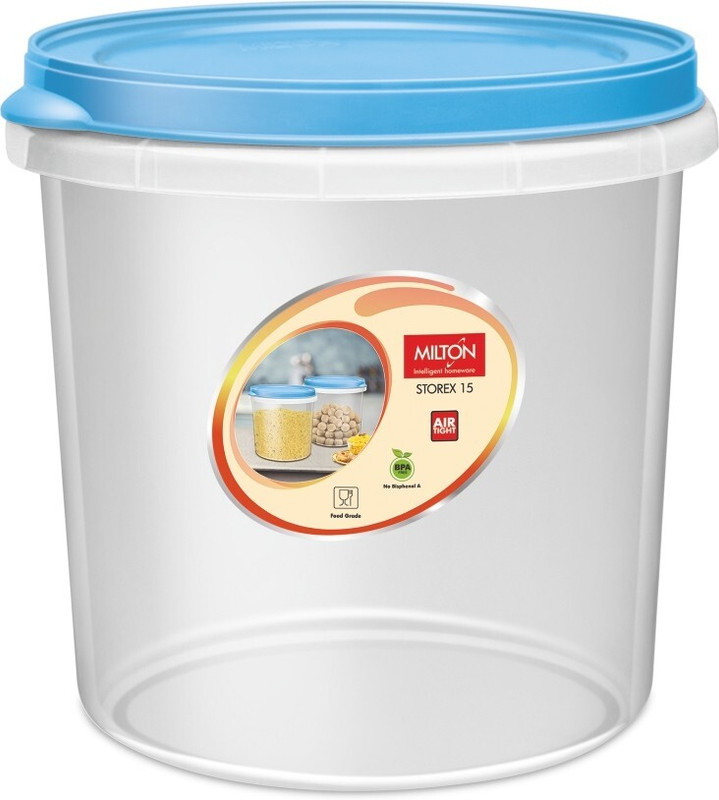 MILTON Glass Grocery Container - 15 L(White, Blue)