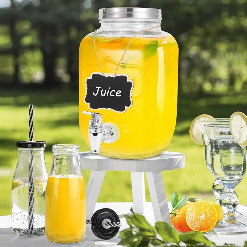 Zenity 4L Glass Juice Dispenser Water Pitcher for Detox Water Mason Jar Beer Bottled Water Dispenser