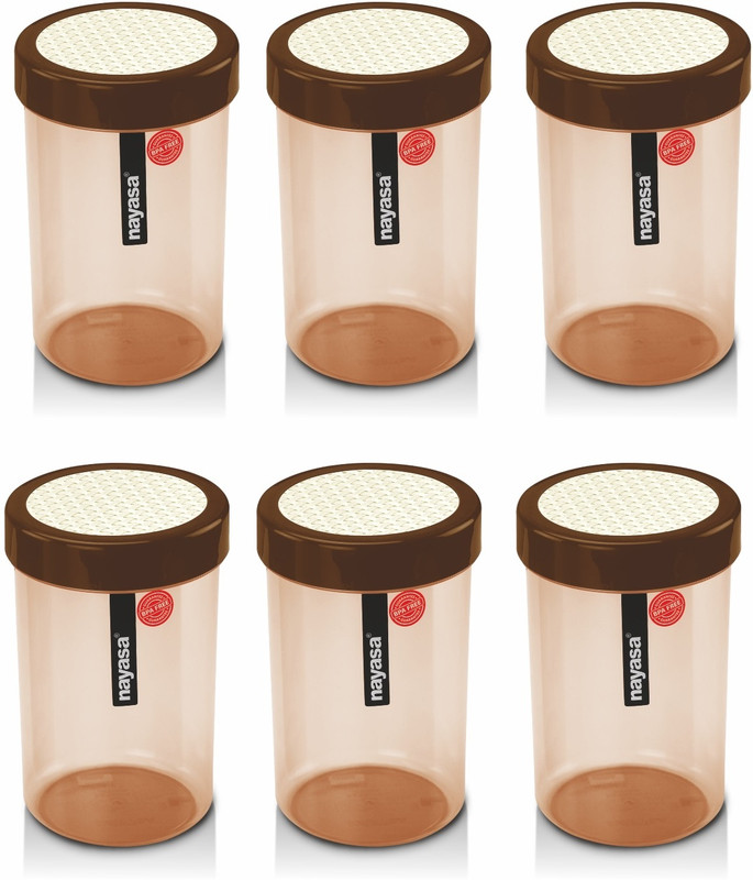NAYASA Plastic Grocery Container  - 1000 ml(Pack of 6, Brown)