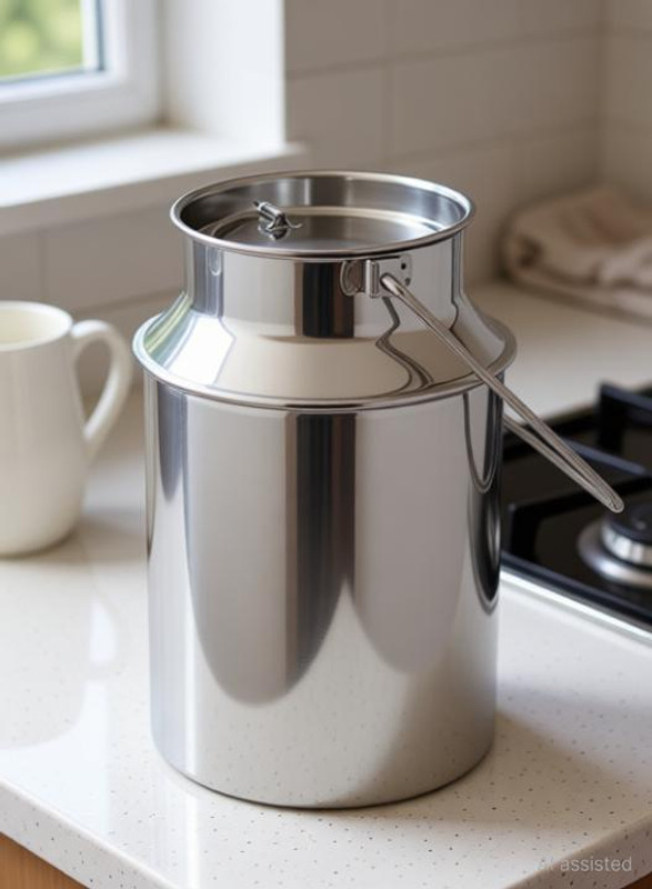 Tannu Craft Steel Milk Container  - 1 L(Silver)
