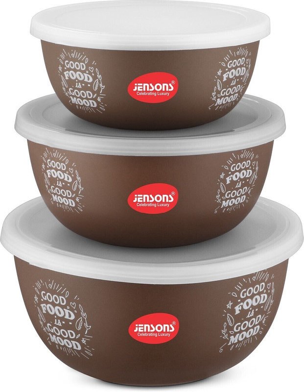 Jensons Steel Grocery Container  - 600 ml, 800 ml, 1300 ml(Pack of 3, Brown)