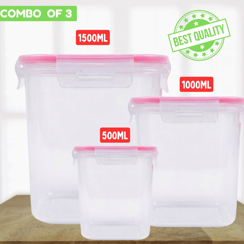 TruSwag Plastic Utility Container  - 1.85 L(Pack of 3, Transparent)