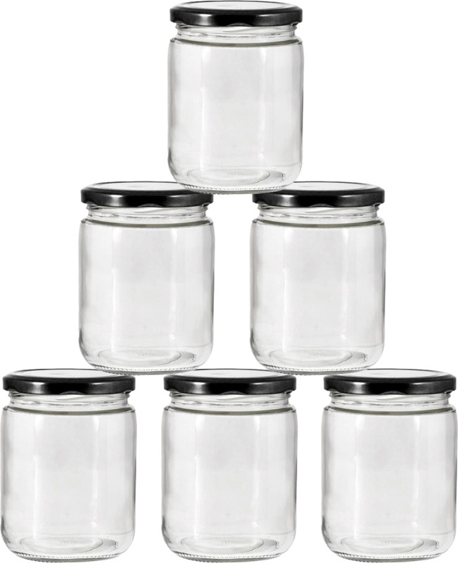 Skyper Glass Grocery Container - 600 ml(Pack of 2, Black)
