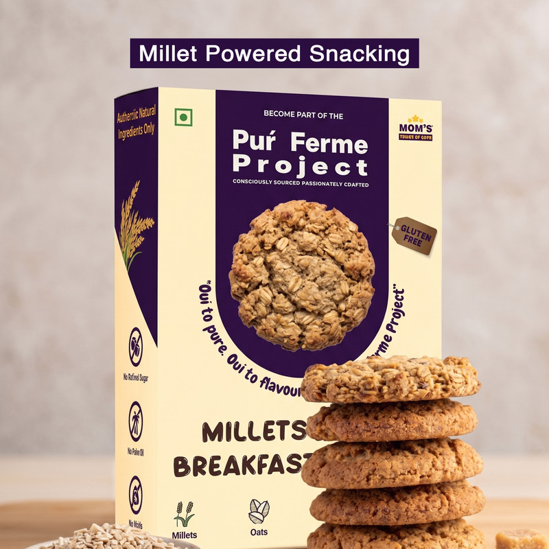 PurFerme Project Millets & Oats Gluten Free Breakfast | No Maida & Zero Refined Sugar Cookies(240 g)
