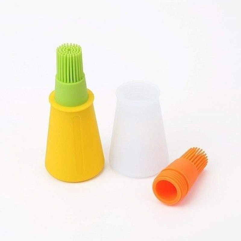GHAZI Oil Bottle with Silicone Nozzle Brush for basting silicone Round Pastry Brush(Pack of 1)