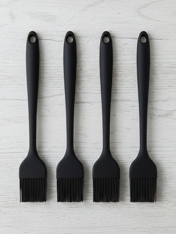 Baskety Premium Silicone Cooking Brush Safe for Non Stick Cookware Kitchen Tool Silicone Flat Pastry Brush(Pack of 4)
