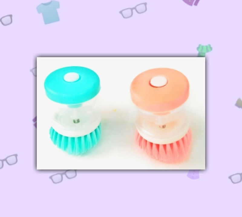 Cristal Dish Washing Liquid Soap Dispenser Brush Set for Kitchen Cleaning | Set of Two Nylon Round Pastry Brush(Pack of 2)
