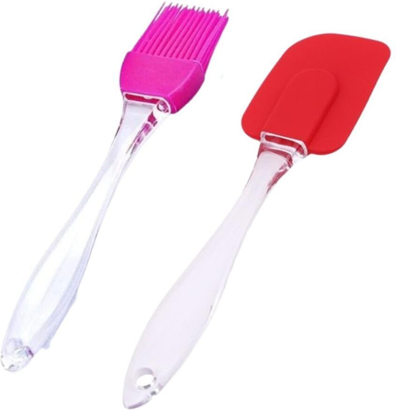 MARMORIS ECOM Silicone Brush & Spatula Set, Heat-Resistant Multiuse Kitchen Tools for Cooking Silicone Flat Pastry Brush(Pack of 2)