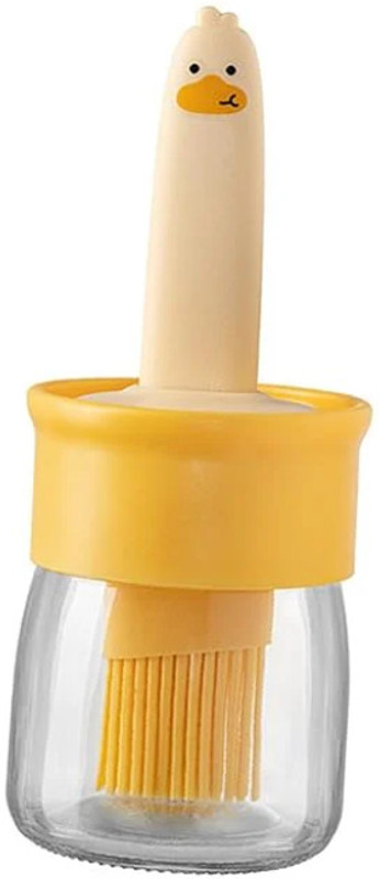 NSZONE Glass Olive Oil Dispenser Bottle Silicone Brush 2-in-1 Oil Pourer Basting Brush Silicon Round Pastry Brush(Pack of 1)