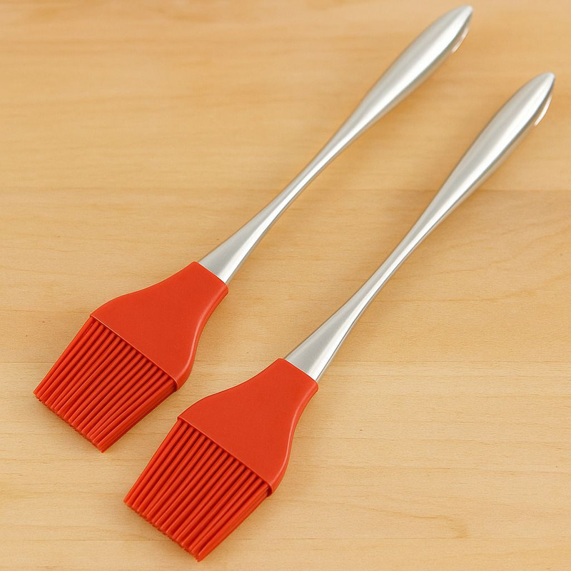 Baskety Basting Brush with Stainless Steel Handle Cooking, Baking & Grilling Silicone Flat Pastry Brush(Pack of 2)