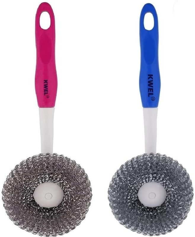 STOIC Multipurpose Cleaning Brush| Sink, Wash Basin Kitchen Cleaning Brush Stainless Steel Round Pastry Brush(Pack of 2)